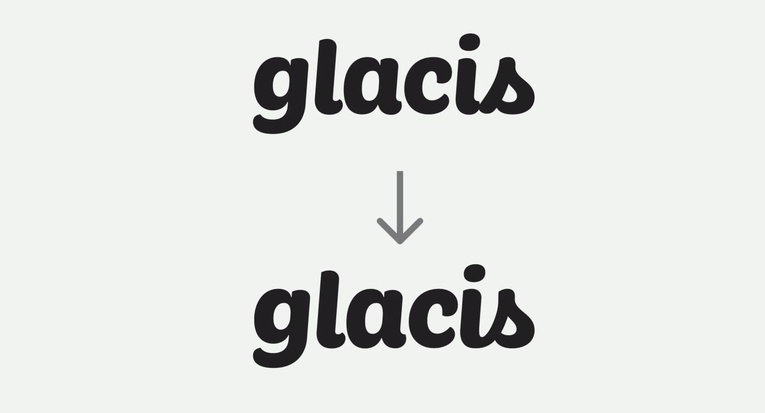 Glacis logo refinement — s and i letterform adjustment